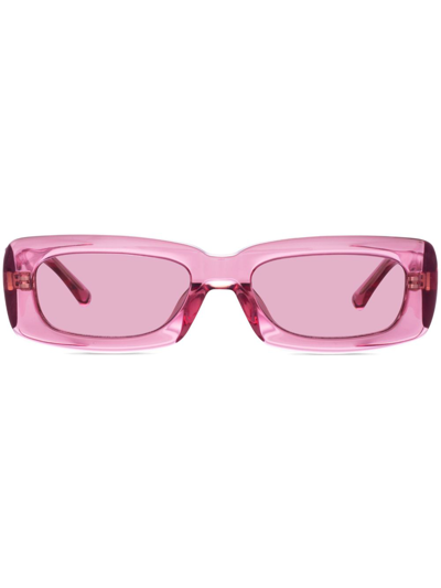 Shop Linda Farrow X The Attico Mini Marfa Rectangle Sunglasses In Pink