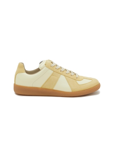 Shop Maison Margiela Replica Leather Low Top Sneakers In Yellow