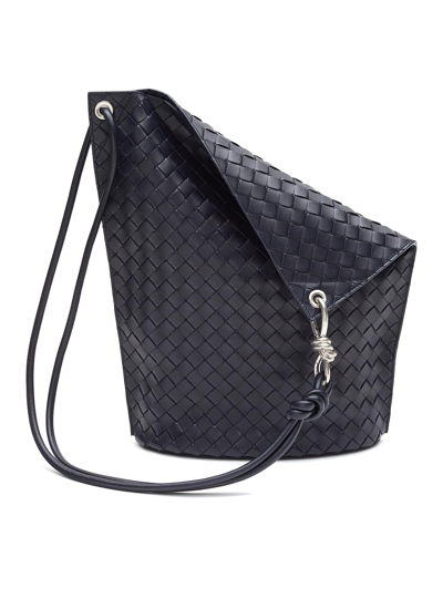 Shop Bottega Veneta Medium 'knot' Woven Leather Bucket Bag In Black