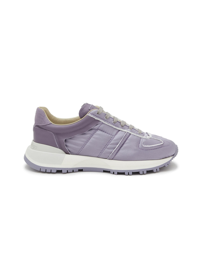 Shop Maison Margiela 50/50 Leather Low Top Sneakers In Purple