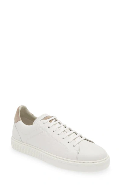 Shop Brunello Cucinelli Grained Leather Sneaker In Ce280-white