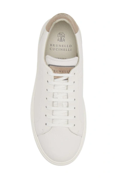 Shop Brunello Cucinelli Grained Leather Sneaker In Ce280-white