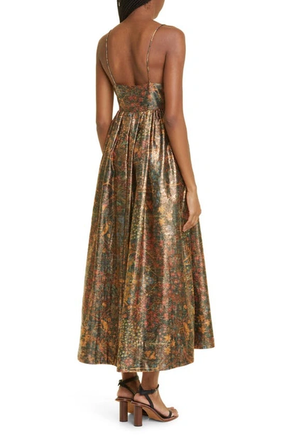 Shop Ulla Johnson Hesmina Metallic Jacquard Dress In Woodland
