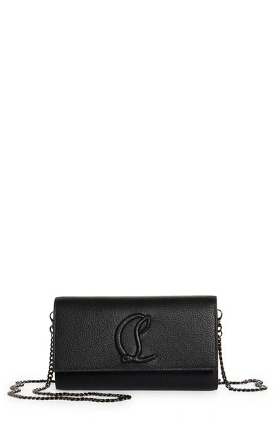 Shop Christian Louboutin By My Side Leather Wallet On A Chain In Black/ Black