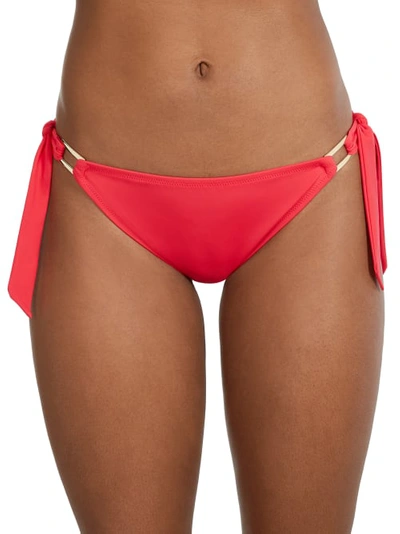 Shop Miss Mandalay Boudoir Beach Side Tie Bikini Bottom In Hibiscus Red