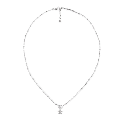 Shop Gucci Flora 18k White Gold Diamond Necklace - Ybb581842001