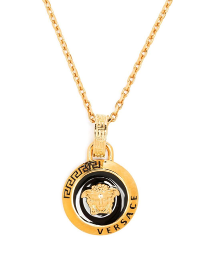 Shop Versace Gold-colored Necklace With Medusa Pendant In Metal Man In Metallic