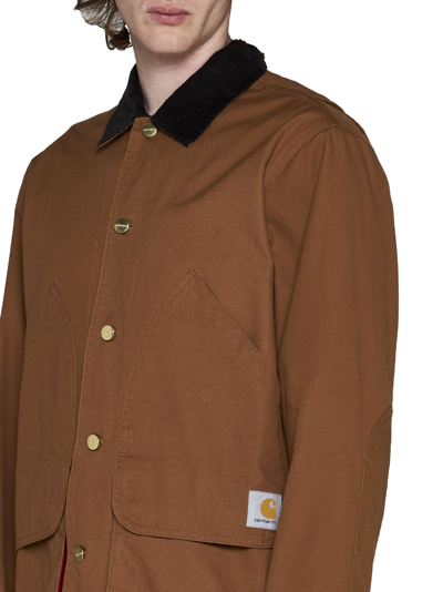 Shop Carhartt Jacket In Cherry Heavy Stone Wash