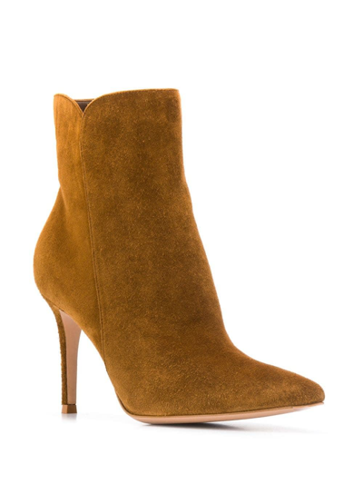 Shop Gianvito Rossi Brown Suede Levy 85 Ankle Boot In Marrone