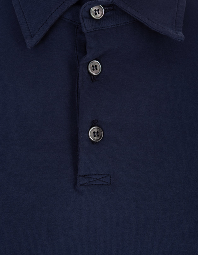 Shop Fedeli Dark Blue Long Sleeve Polo Shirt