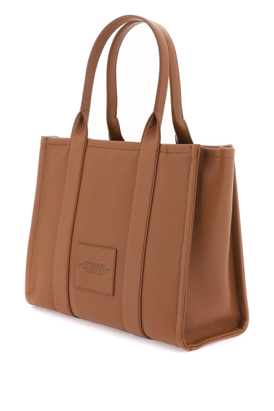 Shop Marc Jacobs The Leather Large Tote Bag In Argan Oil (brown)