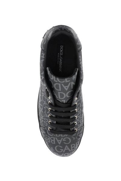 Shop Dolce & Gabbana Portofino Jacquard Sneakers In Nero Grigio (black)