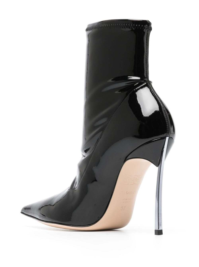 Shop Casadei Ultrablade Ultravox Black Pointed Bootie With Stiletto Heel In Patent Vegan Leather Woman