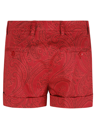 Shop Etro Paisley Print Shorts In Red