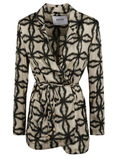 Shop Bazar Deluxe Printed Belted Cardi-coat In Ecrù/verde