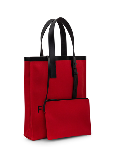 Shop Ferragamo Tote Bag With Logo In Flame Red Nero