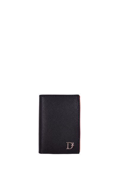 Shop Dsquared2 Leather Card Holder In Black