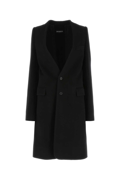 Shop Ann Demeulemeester Long Sleeved Oversized Coat In Black