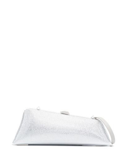 Shop Attico Long Night Satin Clutch Bag In Grey