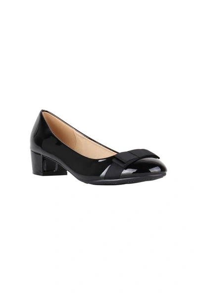Shop Krisp Womens/ladies Bow Toe Low Heel Leather Court Sandal In Black