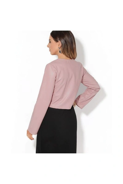 Shop Krisp Womens/ladies Pu Cropped Open Style Jacket In Pink