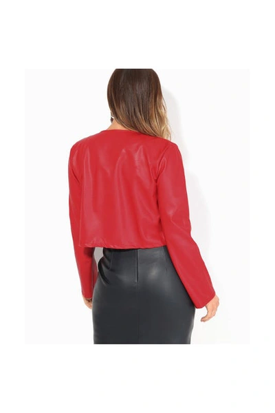 Shop Krisp Womens/ladies Pu Cropped Open Style Jacket (red)