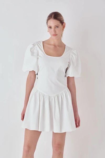 Shop Endless Rose Contrast Bow Low Back Mini Dress In White