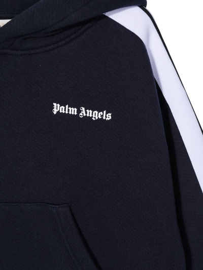 Shop Palm Angels Logo Track Hoodie In Blu
