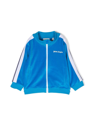 Shop Palm Angels Logo Track Jacket In Azzurro