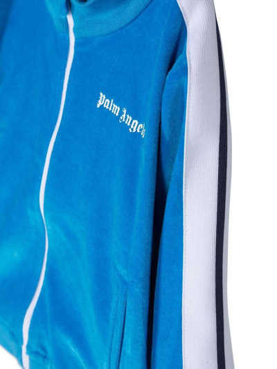 Shop Palm Angels Logo Track Jacket In Azzurro