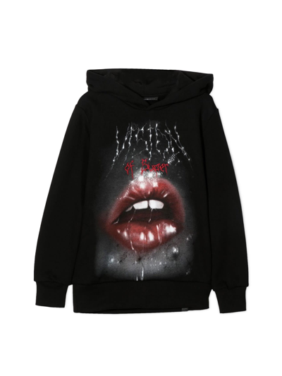 Shop Vision Of Super Hoodie Rock Mouth Print In Nero