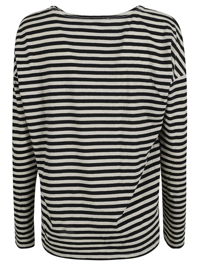Shop Phisique Du Role Pinstripe Long-sleeved T-shirt In Blue/ivory