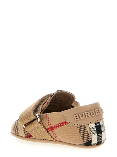 Shop Burberry Check Boots In Beige