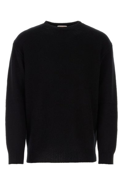 Shop Valentino Crewneck Knitted Jumper In Black