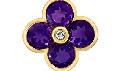 Shop Effy 14k Yellow Gold Floral Amethyst & Diamond Pendant Necklace In Purple