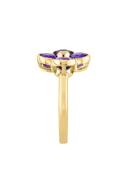 Shop Effy 14k Yellow Gold Floral Amethyst & Diamond Ring In Purple