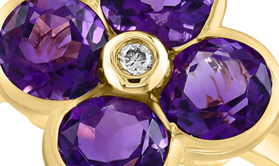 Shop Effy 14k Yellow Gold Floral Amethyst & Diamond Ring In Purple