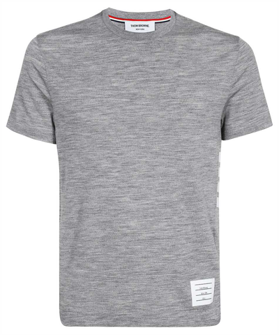 Shop Thom Browne Logo-patch Detail T-shirt In Grey