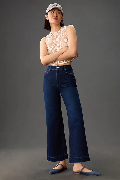 Shop Paige Anessa High-rise Wide-leg Crop Jeans In Blue