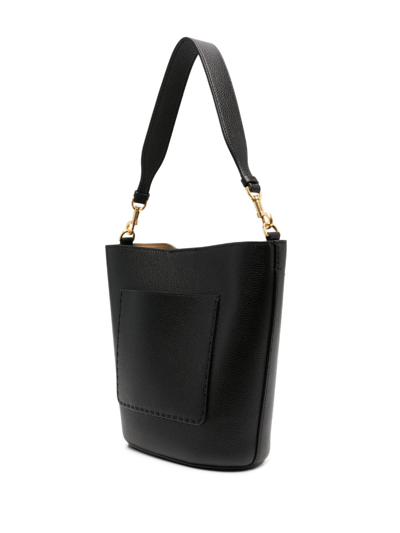 Shop Tory Burch Mcgraw Embossed-logo Bucket Bag In Black