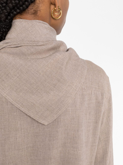 Shop Totême Scarf-collar Long-sleeve Shirt In Brown