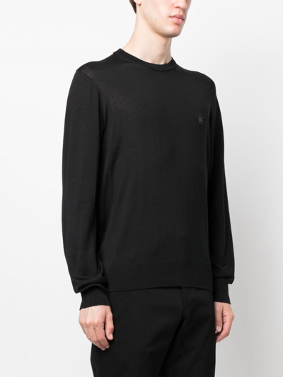 Shop Versace Logo-embroidered Knitted Sweatshirt In Black
