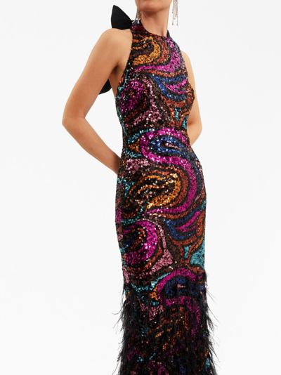 Shop Rebecca Vallance Kiki Sequined Gown In Multicolour