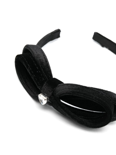 Shop Monnalisa Bow-detail Velour Headband In Black
