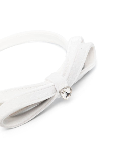 Shop Monnalisa Bow-detail Velour Headband In White