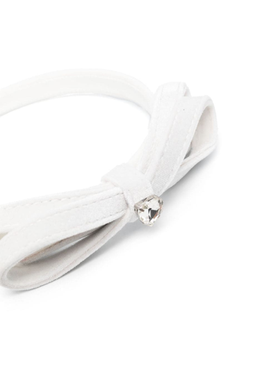 Monnalisa Bow-detail Crystal-embellished Headband In White