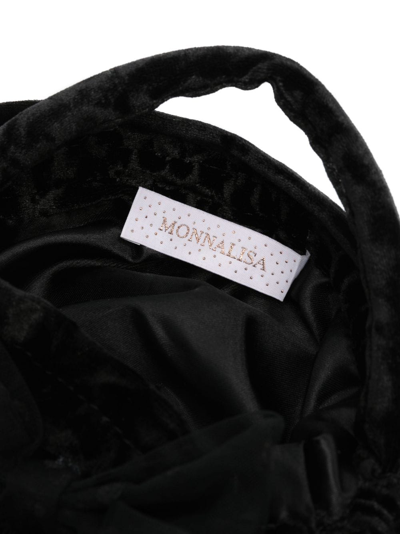 Shop Monnalisa Crystal-embellished Velvet Shoulder Bag In Black