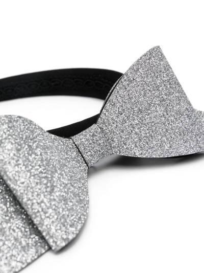 Monnalisa Glittery Oversize Bow-detail Headband In Silver