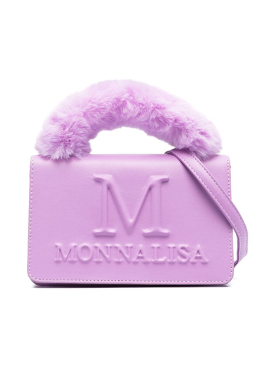 Shop Monnalisa Embossed-logo Shoulder Bag In Purple