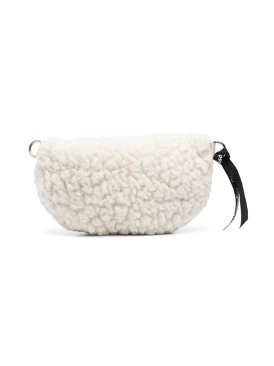 Shop Monnalisa Faux-shearling Belt Bag In White